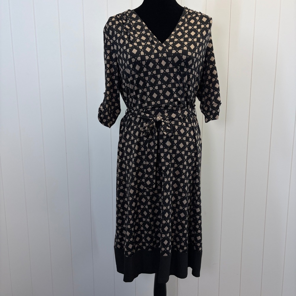 AA Studio AA Career Faux Wrap Dress Women Size 14 Geometric Office Professional